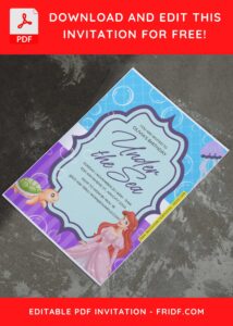 (Easily Edit PDF Invitation) Disney Little Mermaid Birthday Invitation E