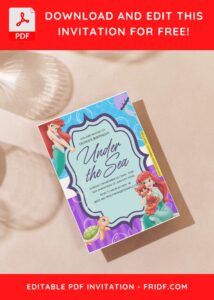 (Easily Edit PDF Invitation) Disney Little Mermaid Birthday Invitation F