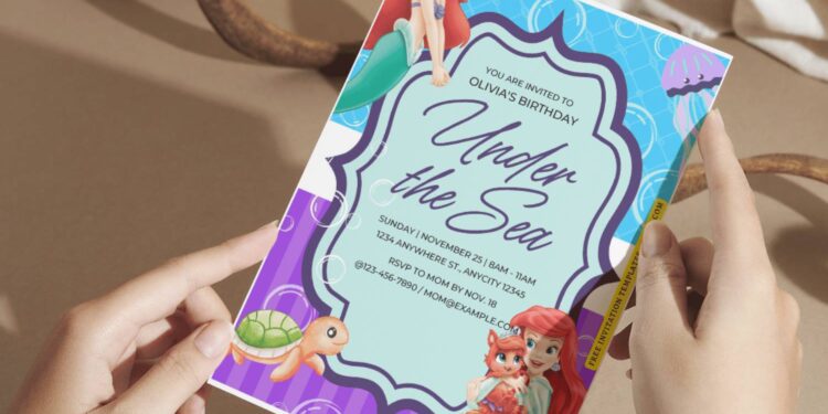 (Easily Edit PDF Invitation) Disney Little Mermaid Birthday Invitation G