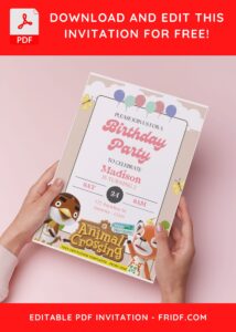 (Free Editable PDF) Lovely Animal Crossing Birthday Invitation Templates A