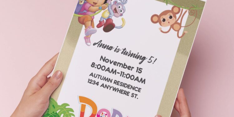 (Easily Edit PDF Invitation) Dora And Boots Birthday Invitation