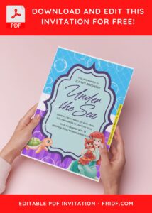 (Easily Edit PDF Invitation) Disney Little Mermaid Birthday Invitation H