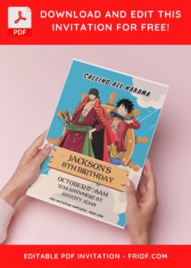 (Easily Edit PDF Invitation) Luffy & Friends One Piece Birthday Invitation B