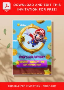 (Easily Edit PDF Invitation) Epic Super Mario Bros Birthday Invitation C