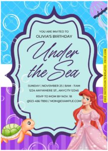 (Easily Edit PDF Invitation) Disney Little Mermaid Birthday Invitation J