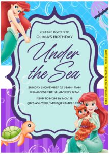 (Easily Edit PDF Invitation) Disney Little Mermaid Birthday Invitation A