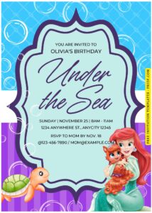 (Easily Edit PDF Invitation) Disney Little Mermaid Birthday Invitation B