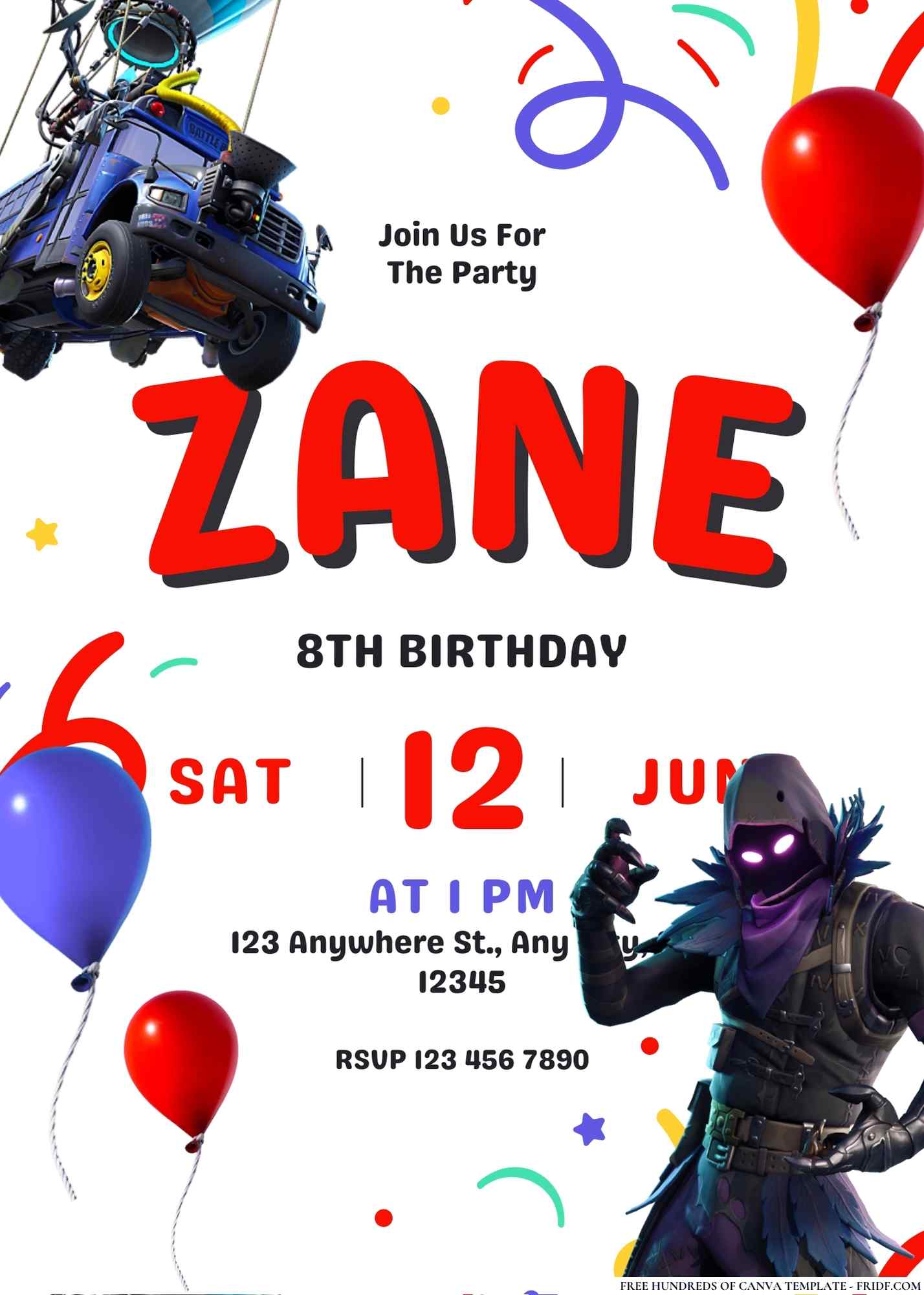 Fortnite Frenzy Birthday Invitations