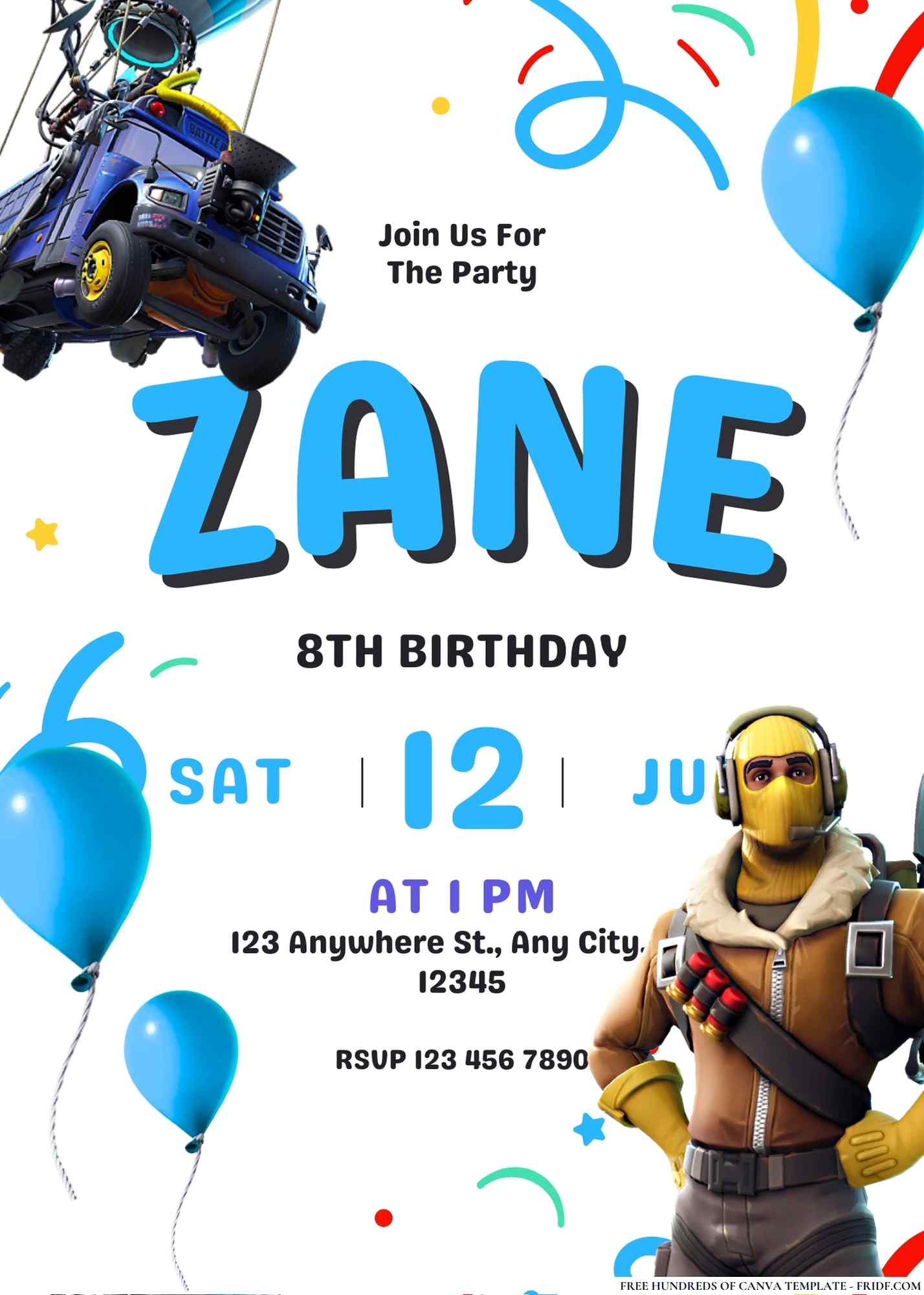 Fortnite Frenzy Birthday Invitations