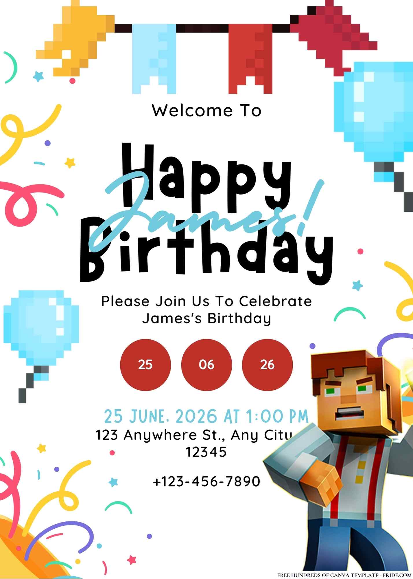 FREE Editable Minecraft Birthday Invitations: