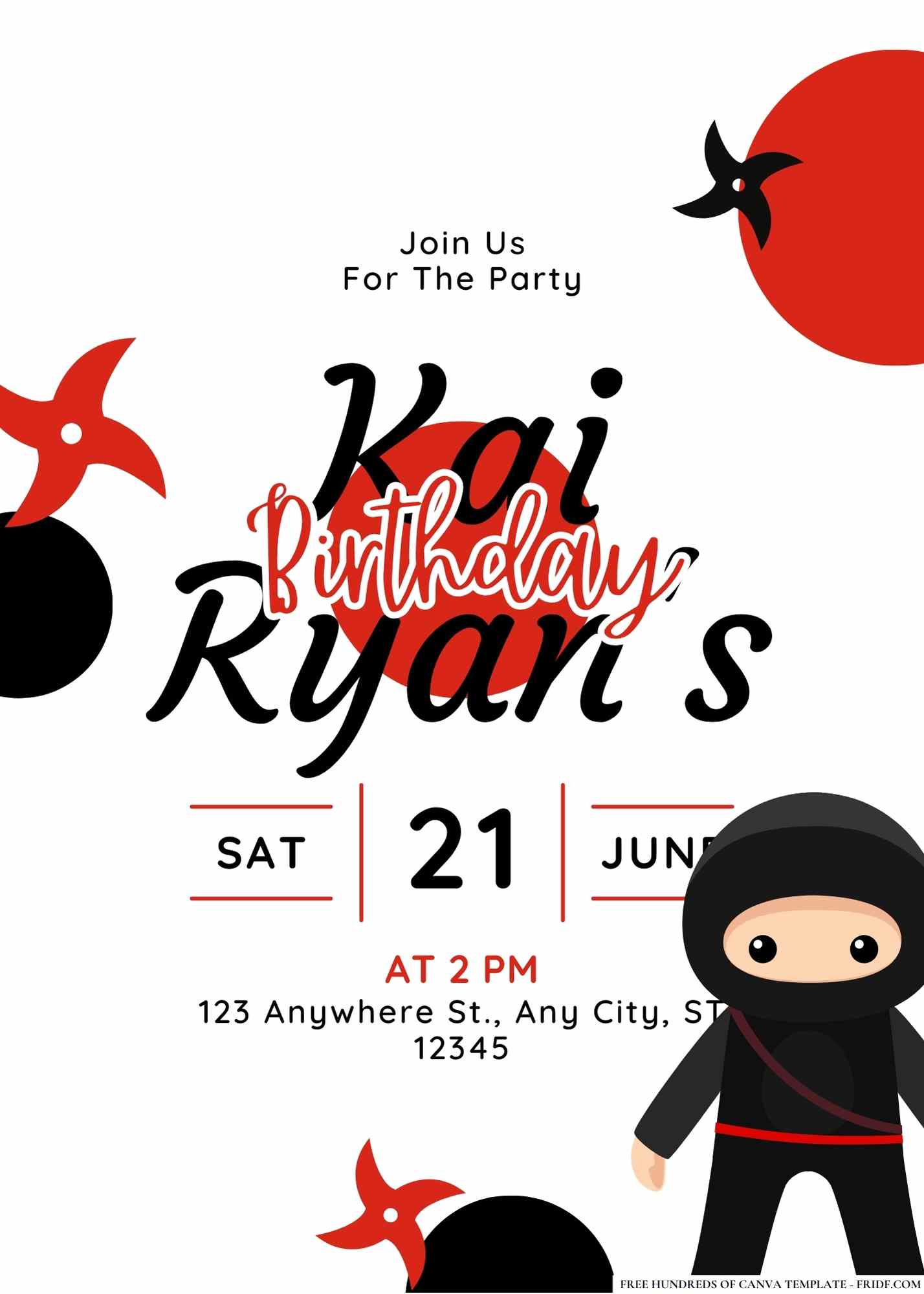 FREE Ninja Birthday Invitations: