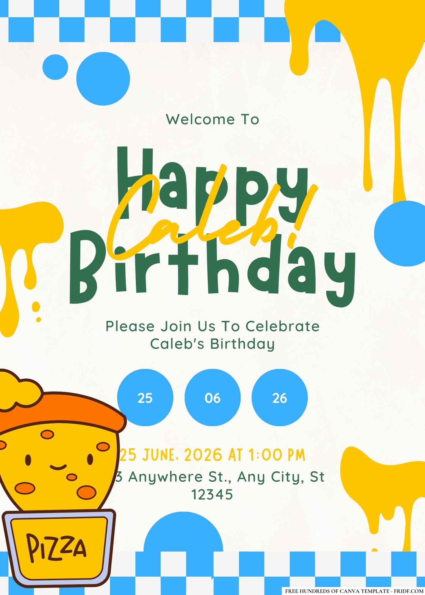 FREE Editable Pizza Birthday Invitations