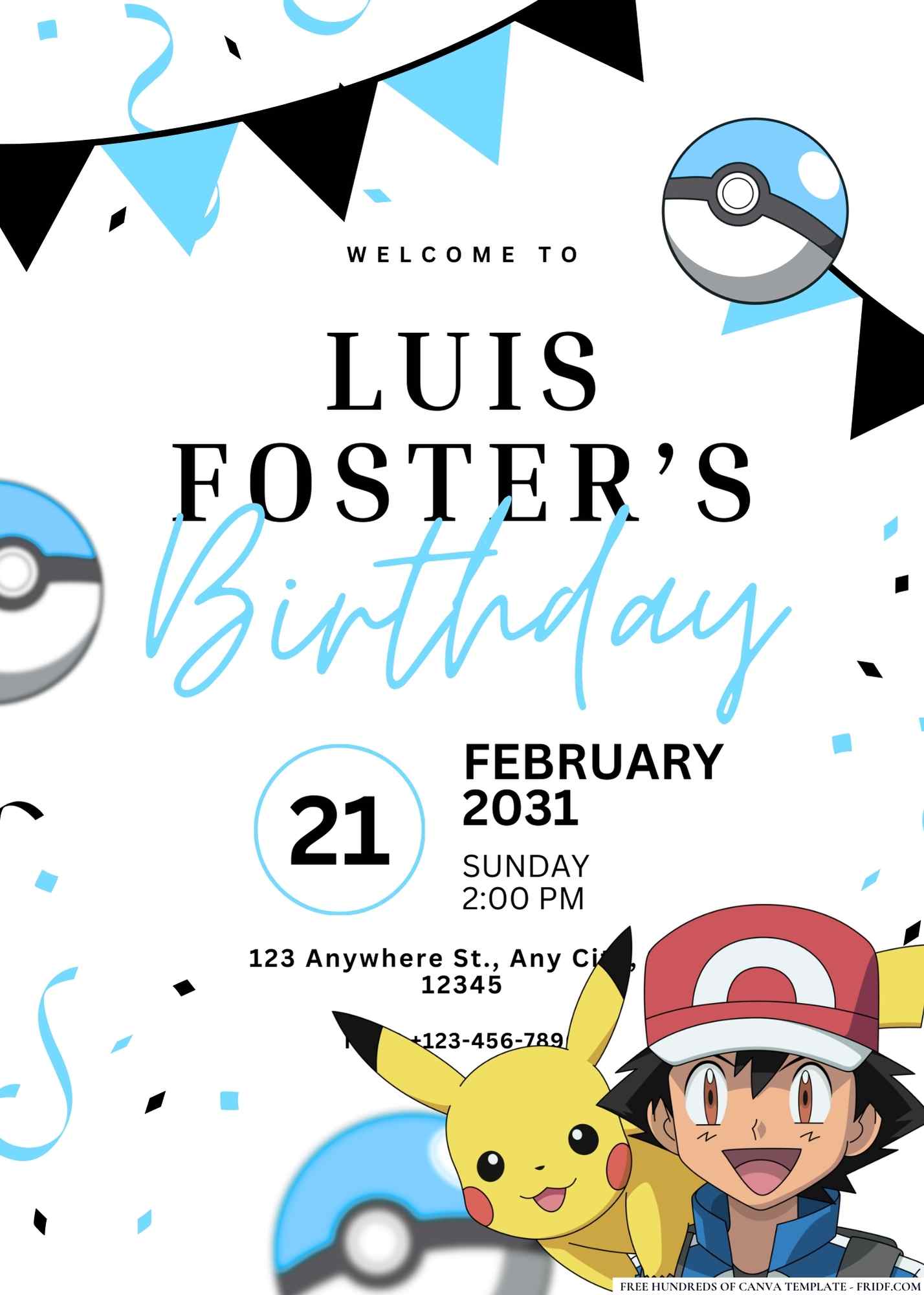FREE Editable Pokemon Birthday Invitations