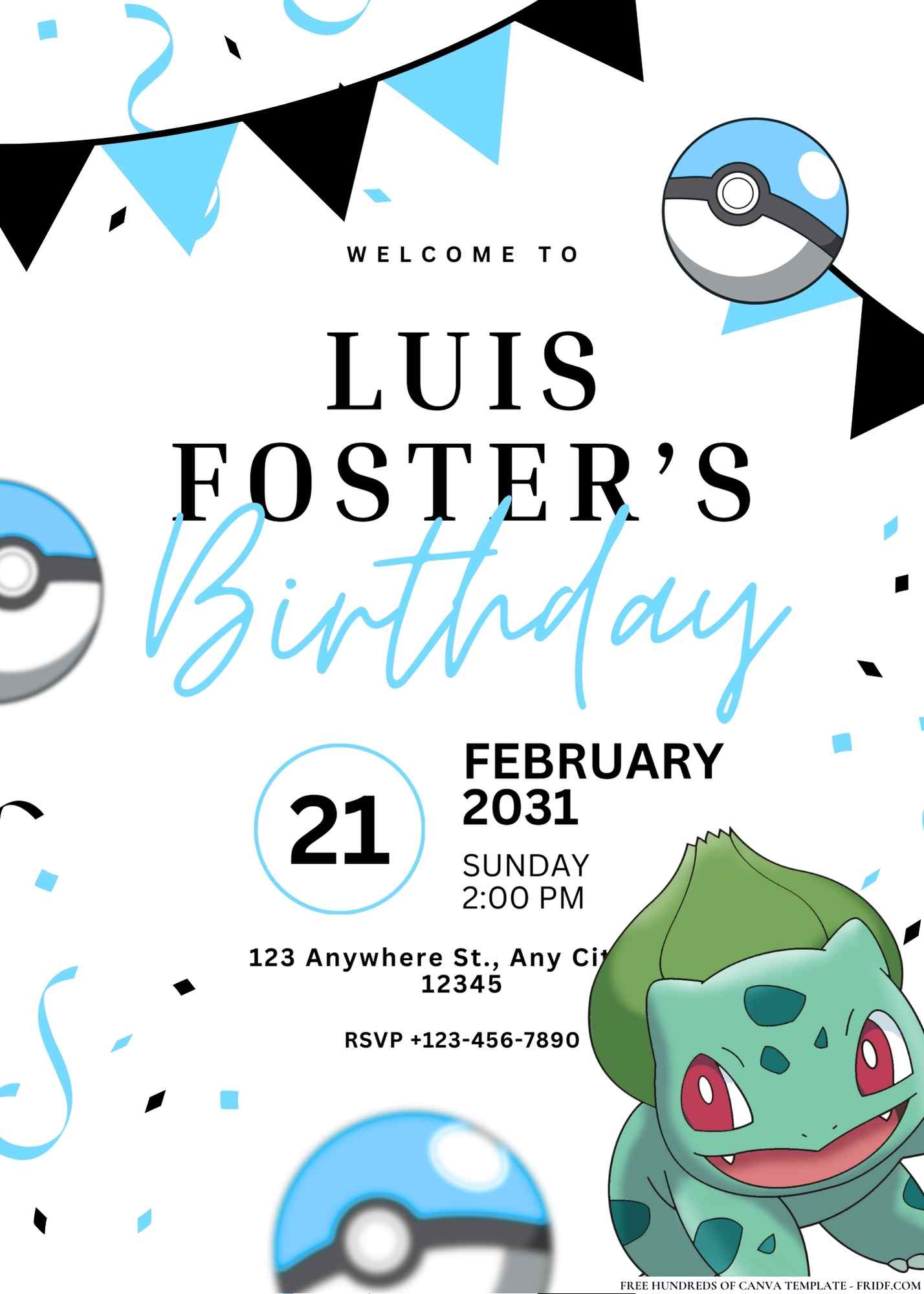 FREE Editable Pokemon Birthday Invitations