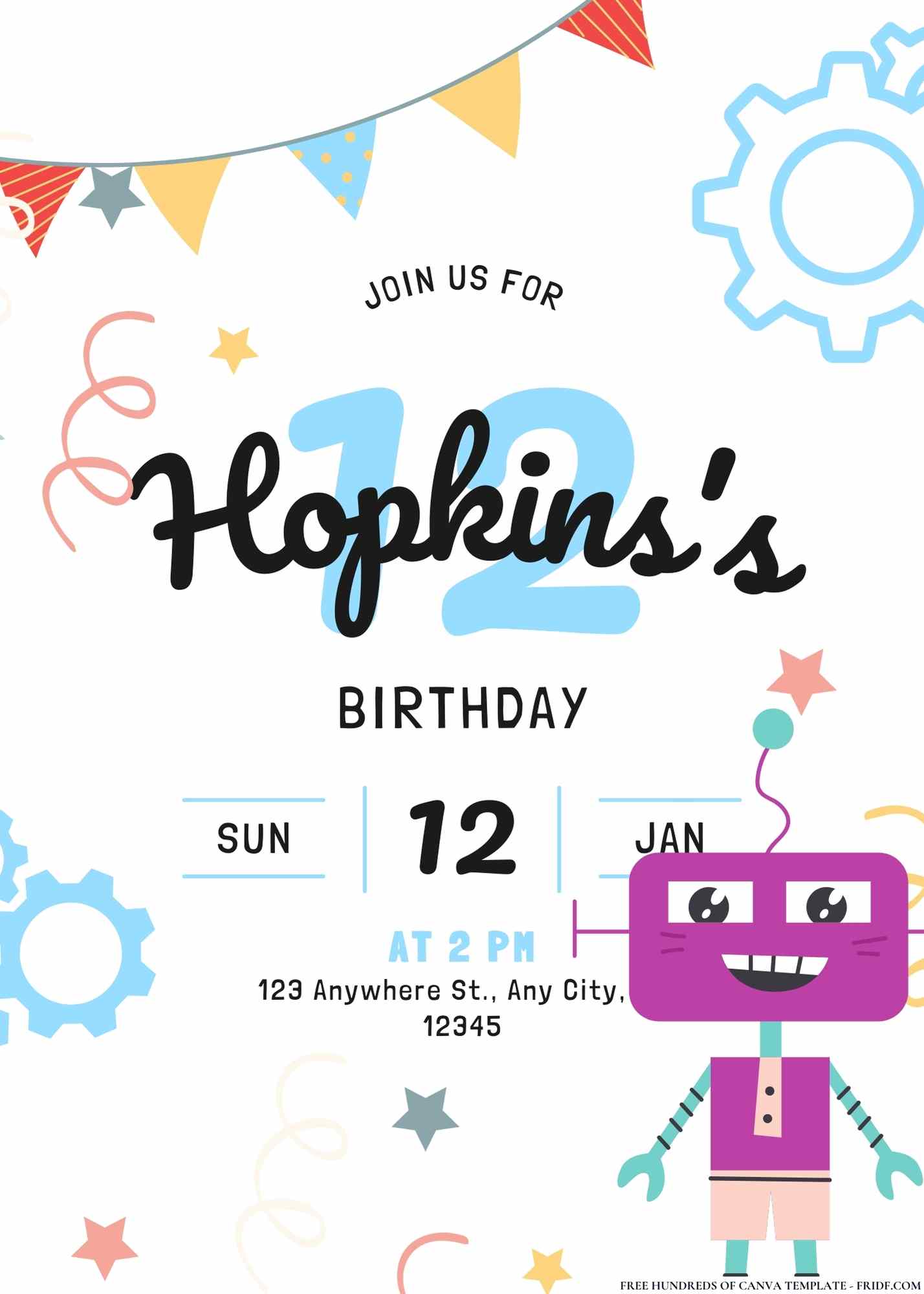 FREE Editable Robot World Birthday Invitations