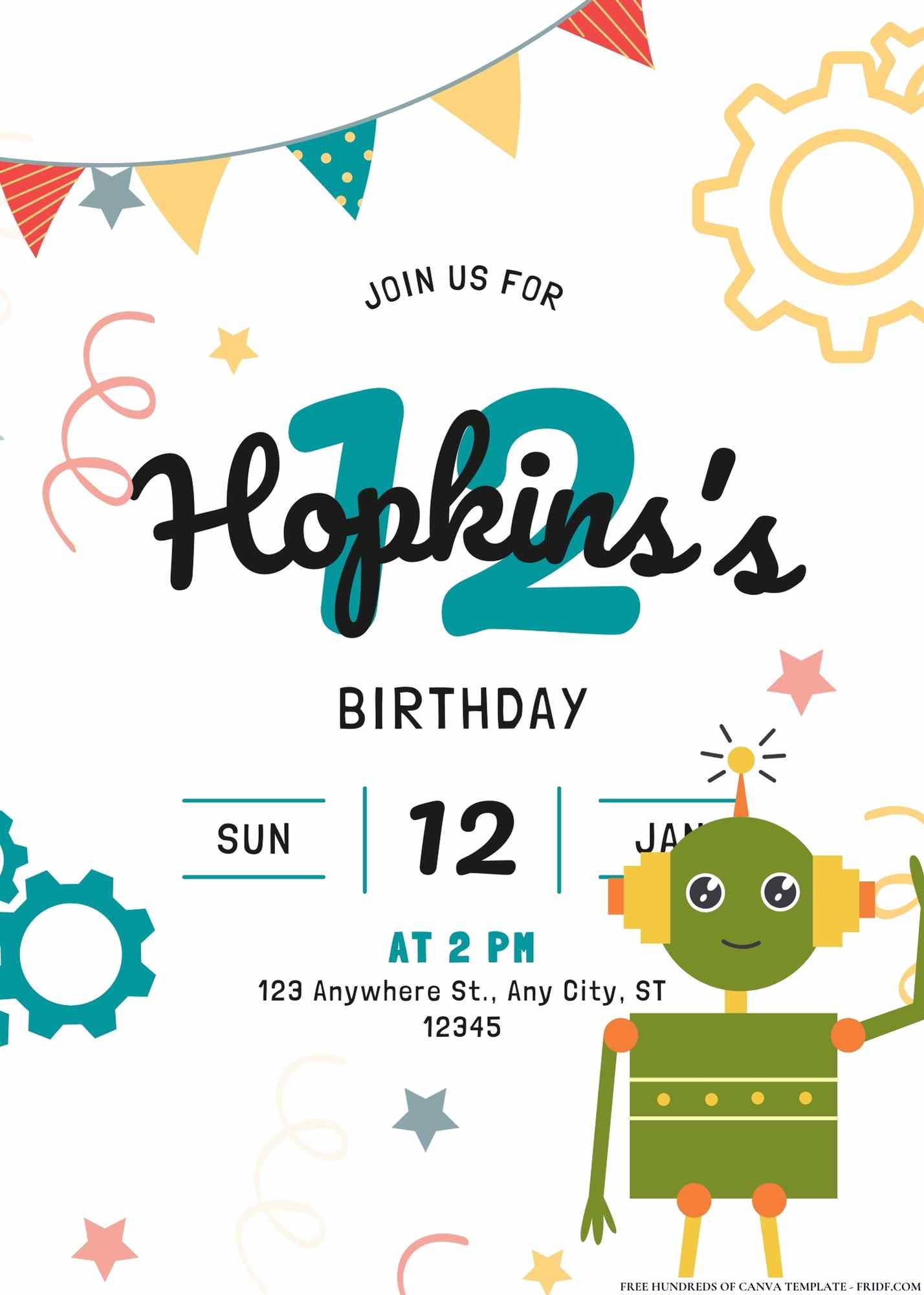 FREE Editable Robot World Birthday Invitations