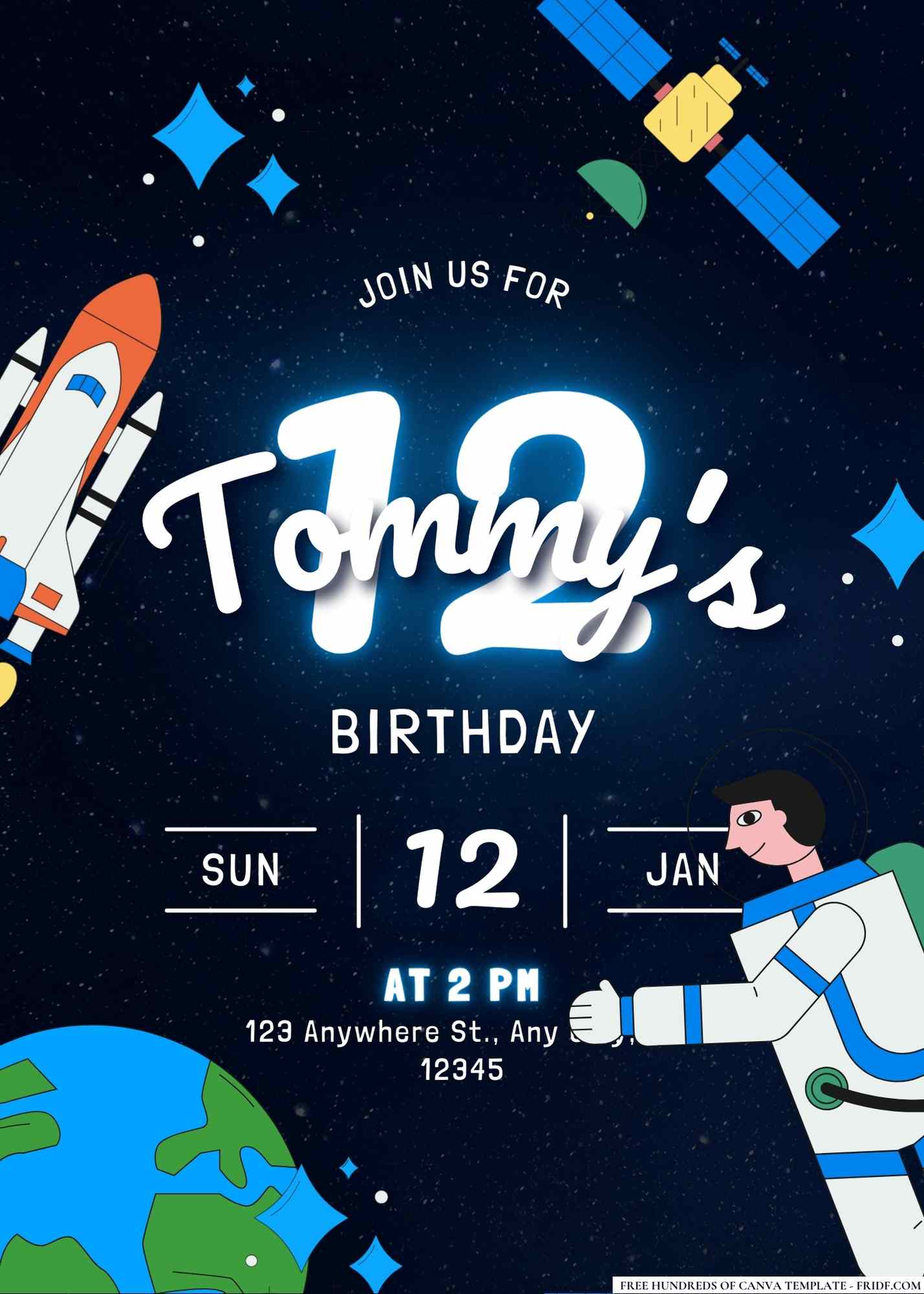 FREE Editable Space Explorer Party Invitations