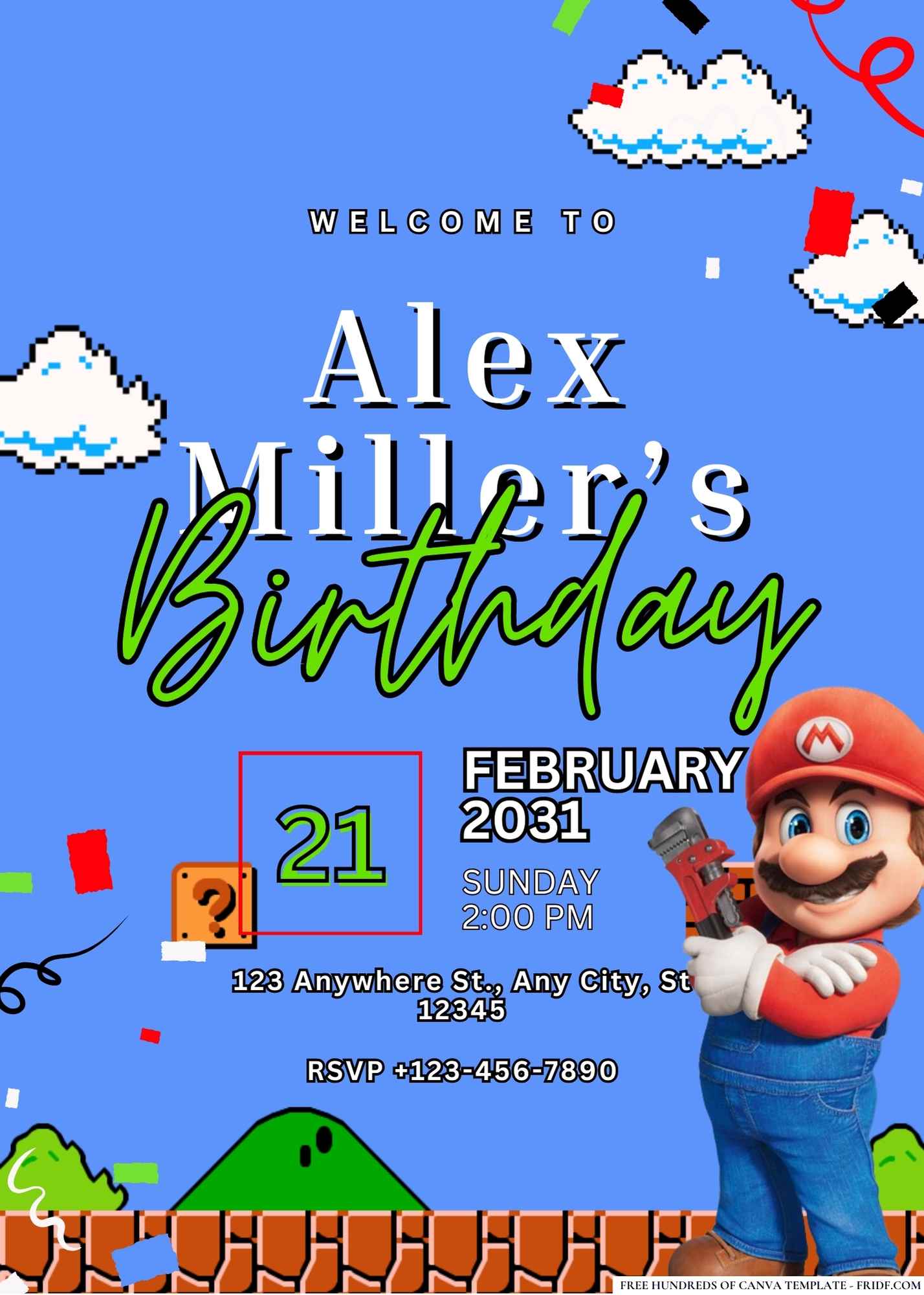 FREE Super Mario Birthday Invitations
