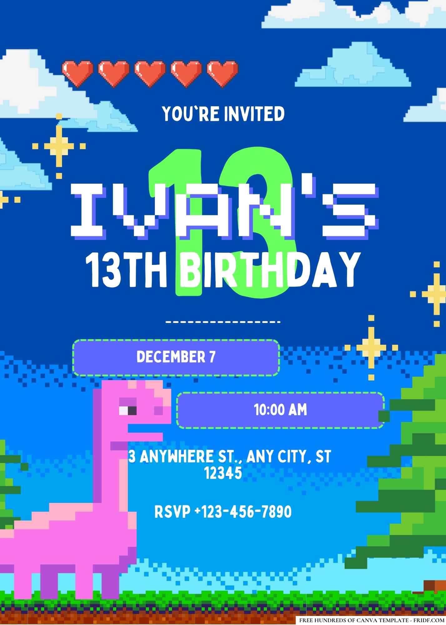 FREE Editable Video Game Birthday Invitations
