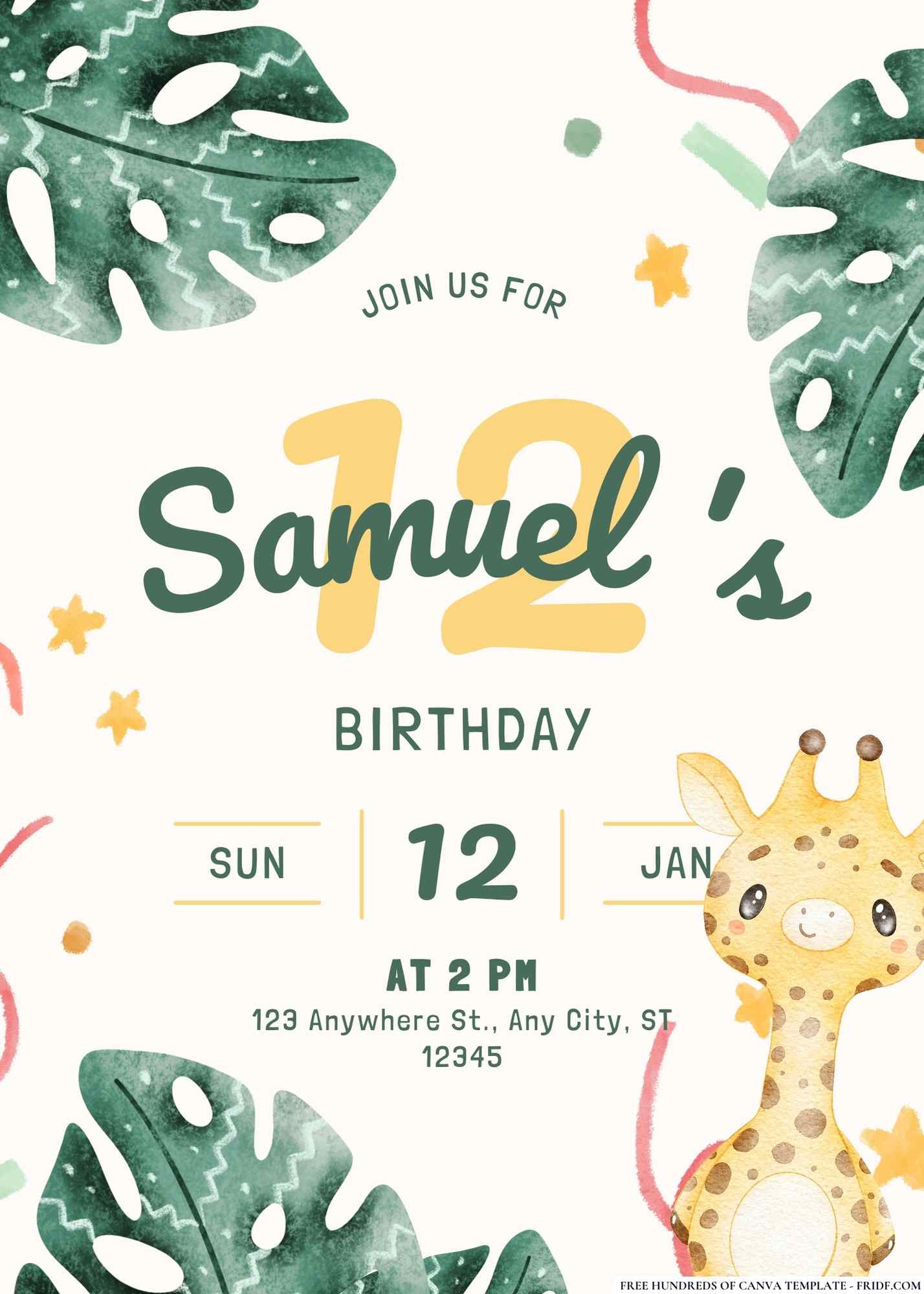 FREE Safari Birthday Invitations
