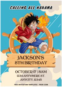 (Easily Edit PDF Invitation) Luffy & Friends One Piece Birthday Invitation D