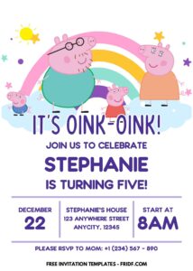 (Easily Edit PDF Invitation) Rainbow Peppa Pig Birthday Invitation F