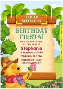 (Free Editable PDF) Whimsy Winnie The Pooh Birthday Invitation Templates D