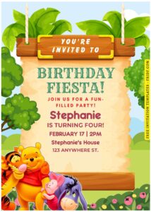 (Free Editable PDF) Whimsy Winnie The Pooh Birthday Invitation Templates E