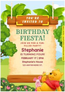 (Free Editable PDF) Whimsy Winnie The Pooh Birthday Invitation Templates F