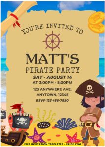 (Easily Edit PDF Invitation) Ahoy Pirate Birthday Invitation D