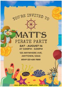 (Easily Edit PDF Invitation) Ahoy Pirate Birthday Invitation E