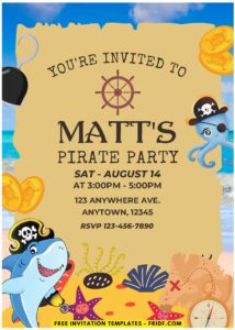 (Easily Edit PDF Invitation) Ahoy Pirate Birthday Invitation F