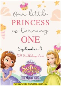 (Easily Edit PDF Invitation) Twinkling Cute Sofia Birthday Invitation D