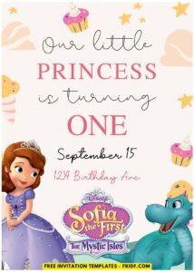 (Easily Edit PDF Invitation) Twinkling Cute Sofia Birthday Invitation E