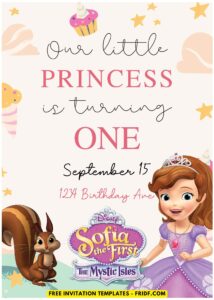 (Easily Edit PDF Invitation) Twinkling Cute Sofia Birthday Invitation F
