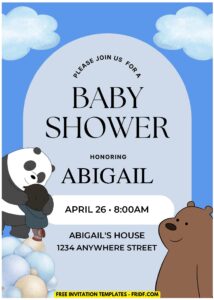 (Easily Edit PDF Invitation) We Bare Bears Kids Birthday Invitation D
