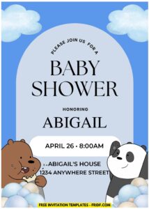 (Easily Edit PDF Invitation) We Bare Bears Kids Birthday Invitation E