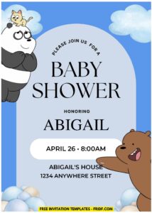 (Easily Edit PDF Invitation) We Bare Bears Kids Birthday Invitation F
