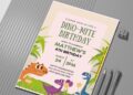 (Easily Edit PDF Invitation) Adorable Dino Birthday Invitation