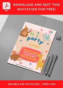 (Easily Editable PDF) Jungle Birthday Party Invitation C