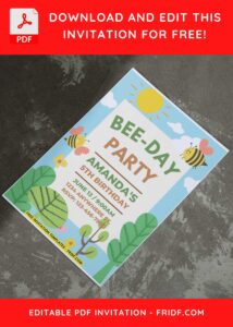 (Easily Editable PDF Invitation) Bumble Bee Birthday Invitation I