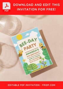 (Easily Editable PDF Invitation) Bumble Bee Birthday Invitation J
