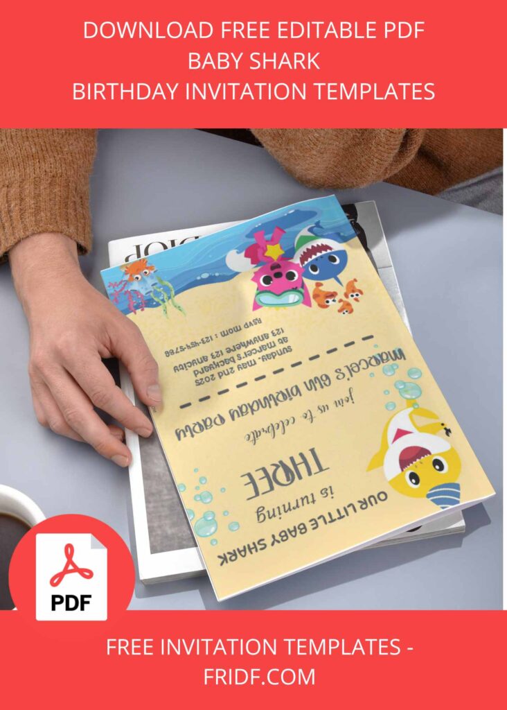 FREE PDF Invitation - Baby Shark Birthday Invitation Templates - FRIDF
