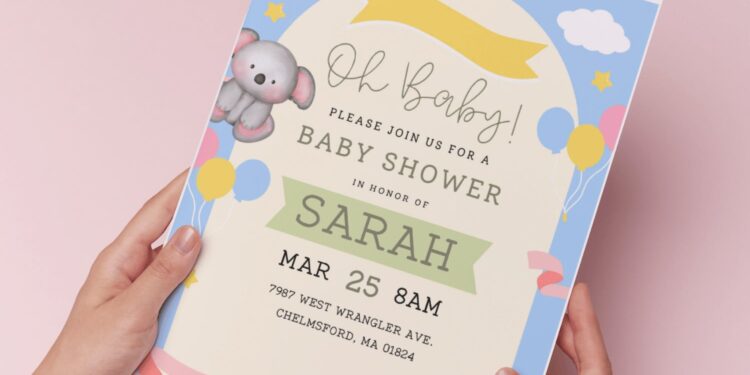 (Easily Edit PDF Invitation) Watercolor Baby Koala Birthday Invitation E