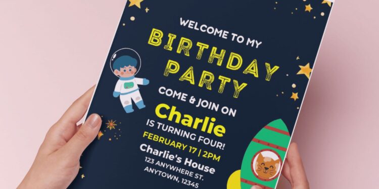(Easily Edit PDF Invitation) Out Of This World Space Birthday Invitation