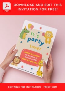 (Easily Editable PDF) Jungle Birthday Party Invitation H