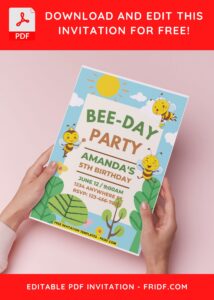 (Easily Editable PDF Invitation) Bumble Bee Birthday Invitation C