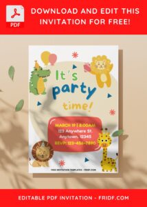(Easily Editable PDF) Jungle Birthday Party Invitation I
