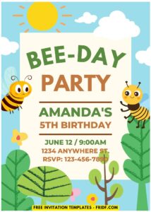 (Easily Editable PDF Invitation) Bumble Bee Birthday Invitation E