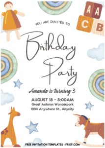 (Easily Edit PDF Invitation) Cute Toys Birthday Invitation J